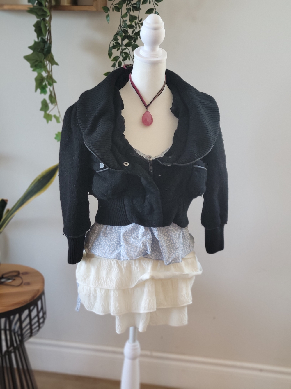 bebe Black Cropped Bomber with Wide Collar